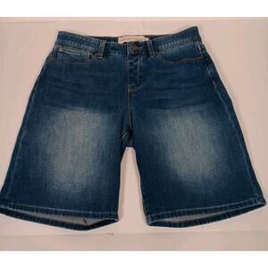 Soft Surroundings Blue  Shorts Denim Pull Up Faux Zipper Size Medium 5 pocket